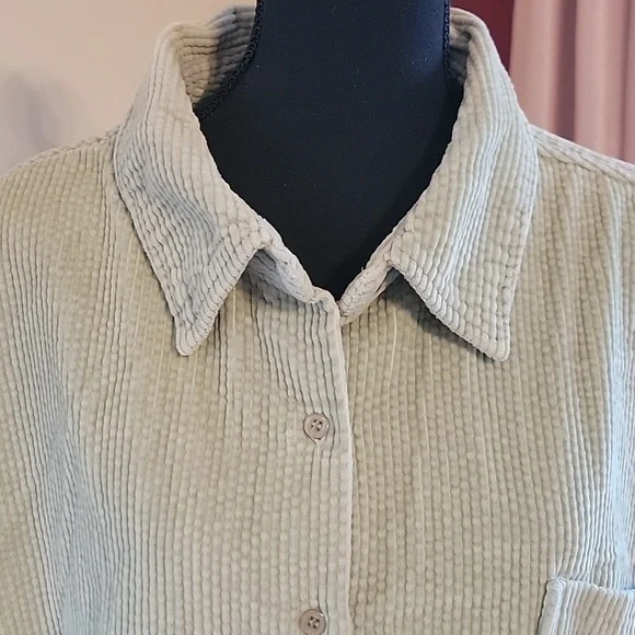 Vintage Cambridge Country Womens Corduroy Button Up Light Green Top Size 3XL EUC - Picture 2 of 12